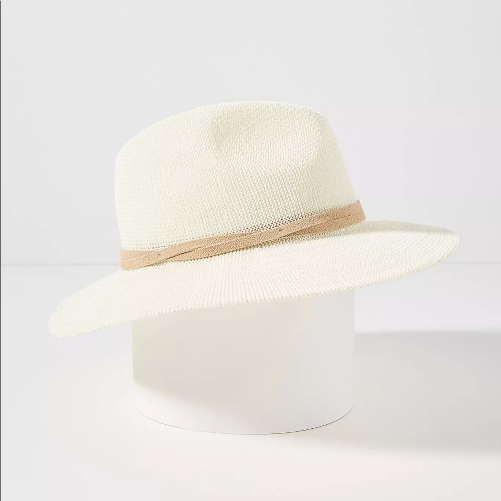RARE ANTHROPOLOGIE Arlo Trimmed Fedora Cream Hard to Find
